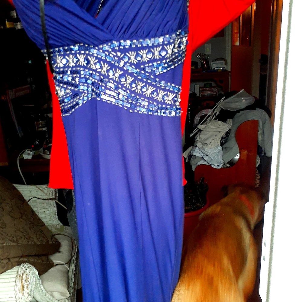 Womans hand beaded long gown